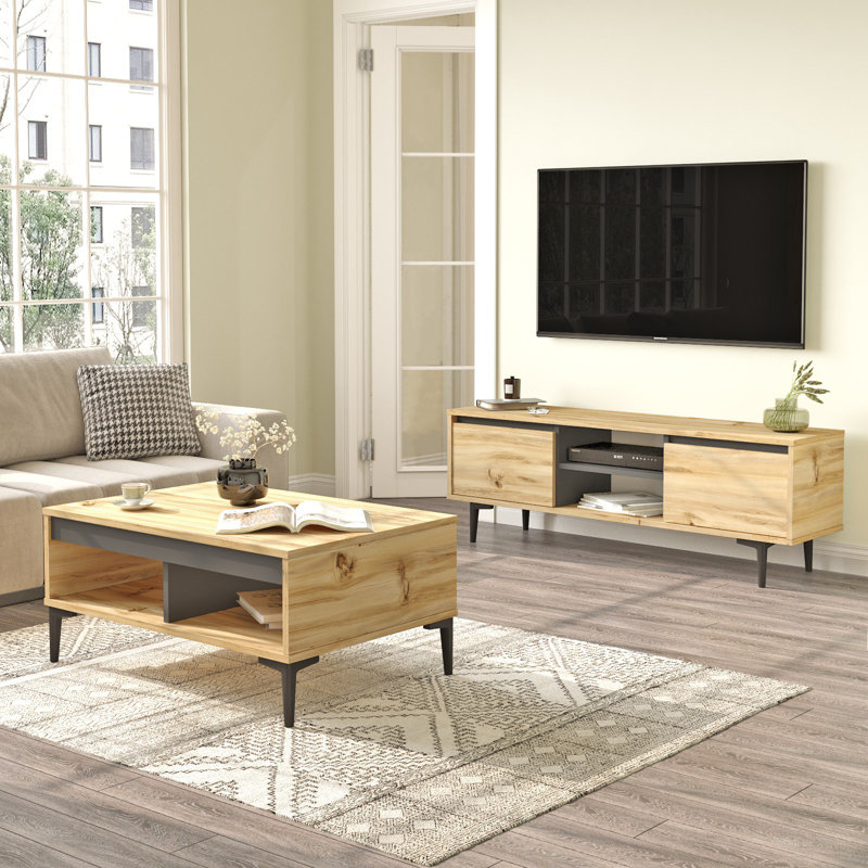 Living Room Furniture Set, Naturel/noir