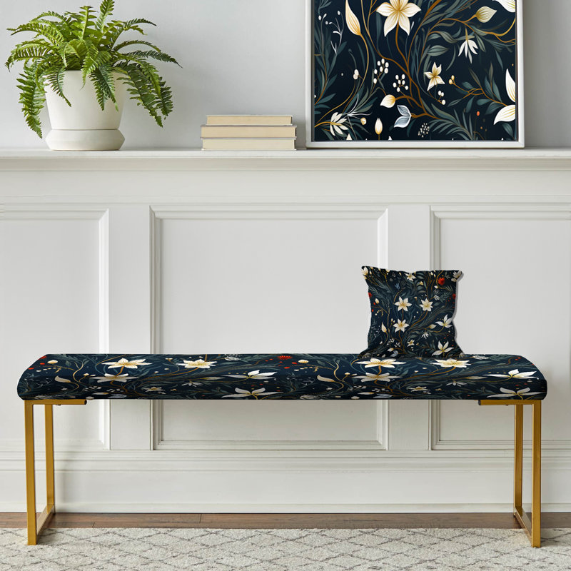 Banc blanc et vert à motif de fleurs tranquilles et zen