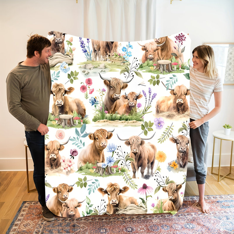 Jeté en flanelle Highland Clever & Wildflowers, L 40 po x l 30 po