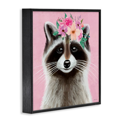 Pink Florals Raccoon Giclee Art by Elizabeth Tyndall