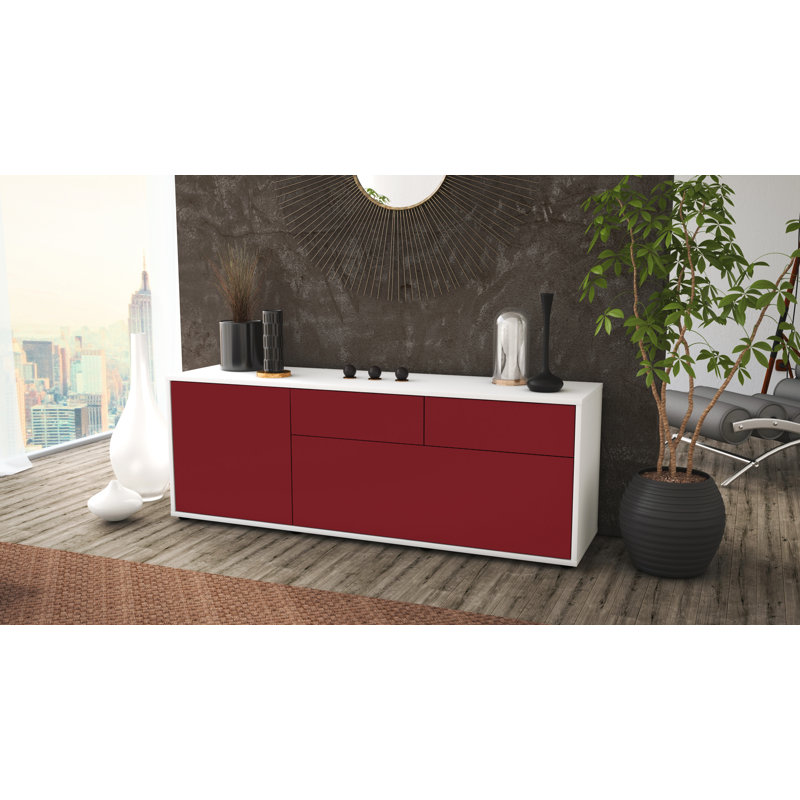Yamaguchi Unfinished TV Stand for TVs up to 60", Red / Matte White