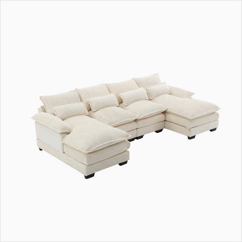 Odas 110.63'' Modular Sofa, Beige Chenille