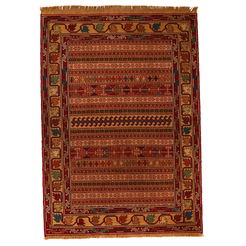One-of-a-Kind 3′6″ X 5′2″ New Age Wool Area Rug in Multicolor