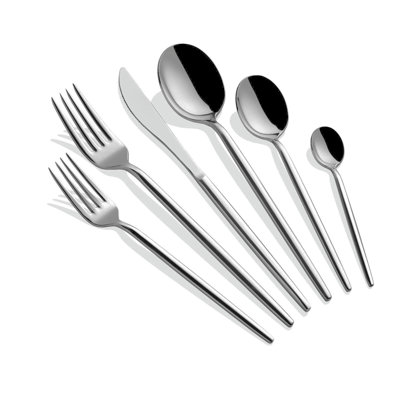 Premium Cutlery Set, 100% Stainless Steel, Silver | Includes 6 Table Spoons (8.4 in), 6 Table Forks (8.5 in), 6 Table Knives (9.2 in), 6 Dessert Spoons (7.1 in), 6 Dessert Forks (7.2 in), 6 Tea Spoons (4.4 in), Elegant and Durable Design for Everyday Use