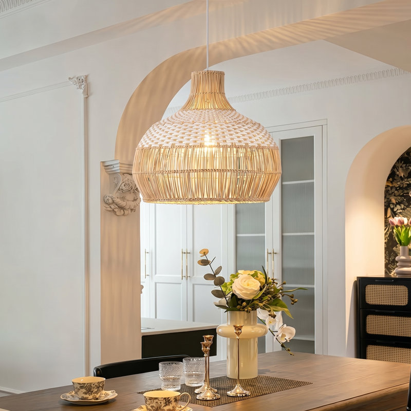 Luminaire suspendu en forme de dôme à 1 lumière Ajshe, H 70 po x l 19,68 po x P 19,68 po