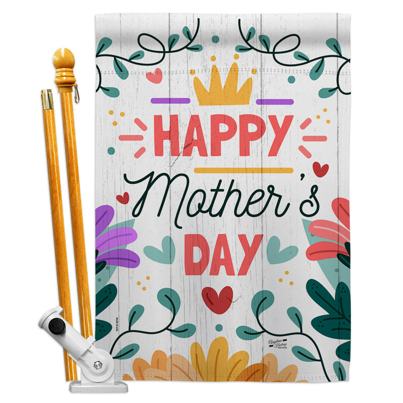 Double Sided 40'' H x 28'' W Polyester Mother's Day Flag Set