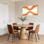 Ensemble de 1 tableau sur toile tendue à motif de vagues aquarelle orange abstraites-674863295