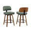 Tabourets de comptoir pivotants rembourrés en cuir de polyuréthane de style Mid-Century avec dossier courbé en bois-984185777-984185781