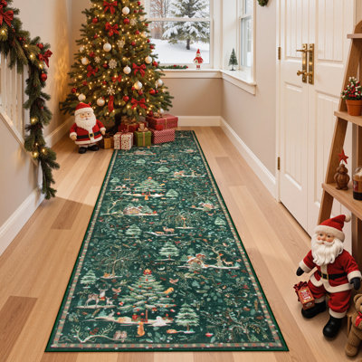  Tapis lavable de Noël, tapis de Noël modernes, confortables et antidérapants