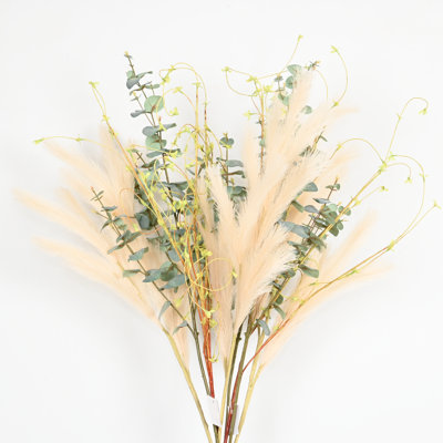 Branche d'herbe de brindille d'eucalyptus artificiel de 40 po pour remplissage de vase, bouquet de fleurs à longue tige de verdure de style bohème de ferme pour décoration de table de bureau à domicile