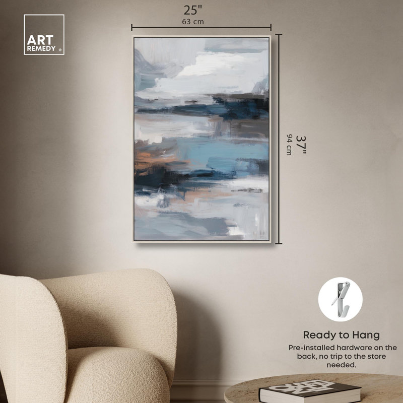 "Soulful Mist II", impression sur toile par Art Remedy, H 37 po x l 25 po, Cadre argenté