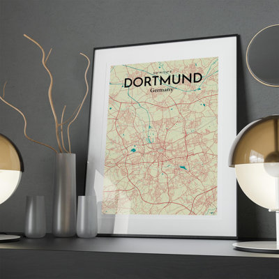 Dortmund City Map In Tricolour - No Frame Print