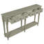 Table d'entrée grise, 4 tiroirs et tablette ouverte, fabrication rétro, console en pin rétro, tiroirs, idéal pour les salons