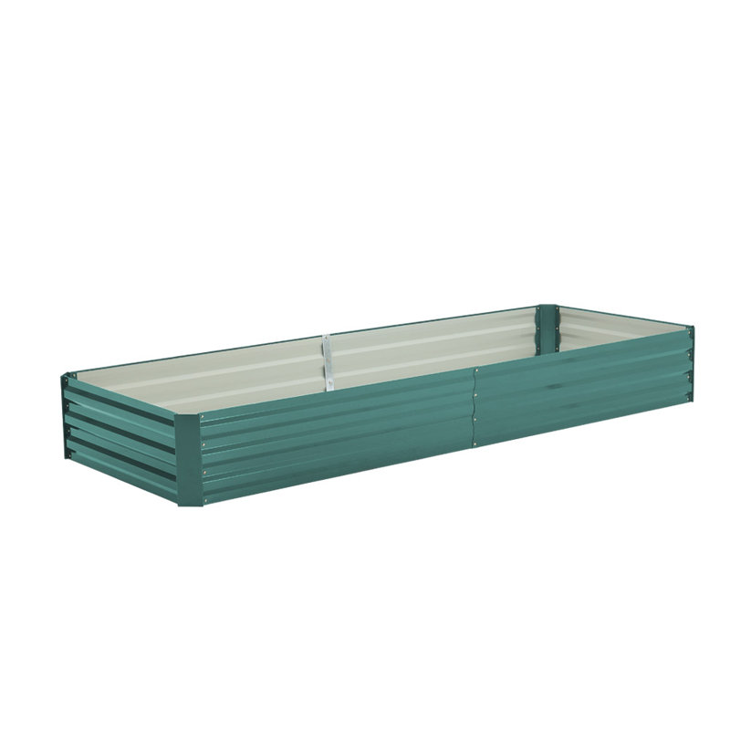 Rectangular Metal Raised Garden Bed, 30cm H x 240cm W x 88cm D, Green