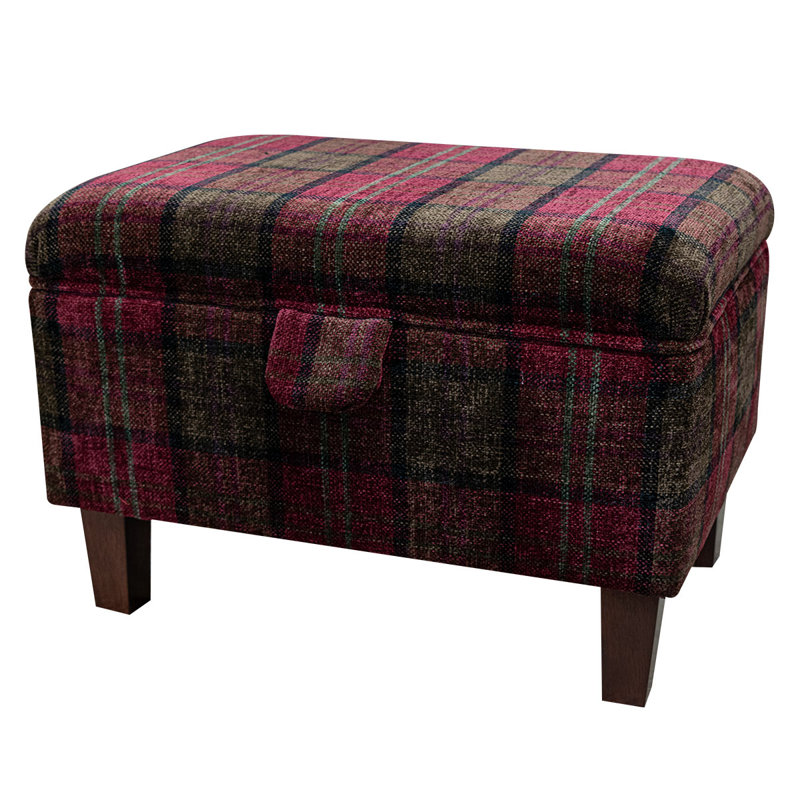 50.8cm Wide Rectangle Plaid Footstool Ottoman with Storage