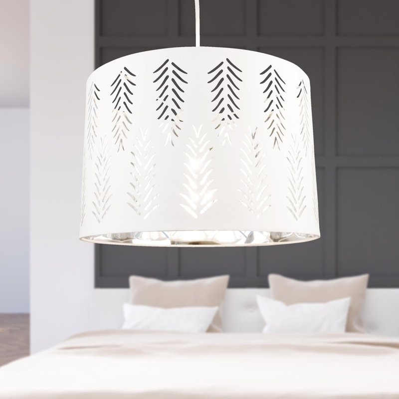 20cm H Cotton Drum Pendant Shade ( Uno ), White