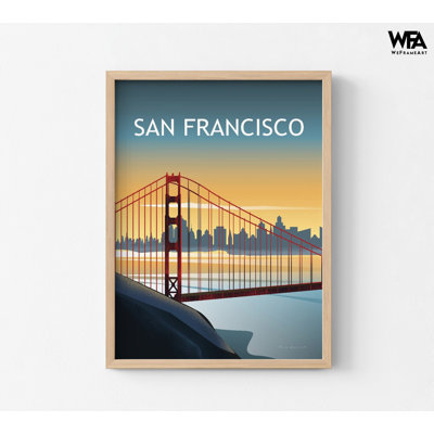 Californie, affiche de San Francisco, impression d'affiche de ponts, grand bureau de Californie, grandes villes, décor de l'État de Californie
