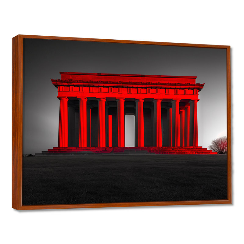 Red Gray Lincoln Monument Monument - Monuments, art mural, H 30 po x l 40 po, Cadre flottant brun
