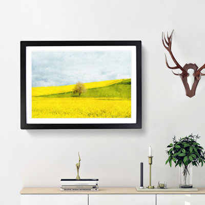 Lone Tree in a Yellow Meadow - Picture Frame Graphic Art Print