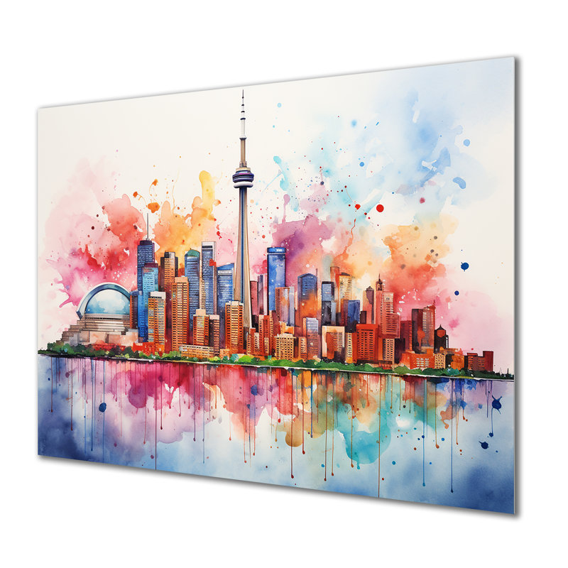 Cn Tower Toronto Cityscape Sunset - City Toronto, art mural en métal, H 12 po x l 20 po x P 1 po