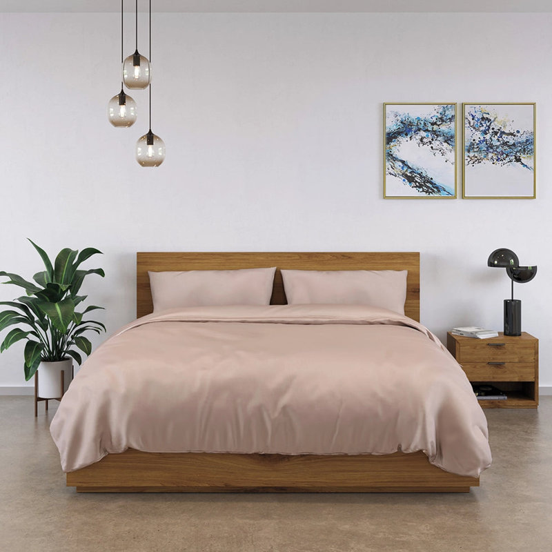 100% Bamboo Bedding Set, Pink, Single Duvet Cover + 2 Additional Pieces