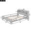 Lit élégant pour appartement, chambre d'amis, lit plateforme, lit plateforme en bois avec éclairage à DEL intégré, tête de lit avec rangement et garde-corps-521301147