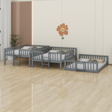 Triple Bed With Built-In Ladder,Slide And Guardrails