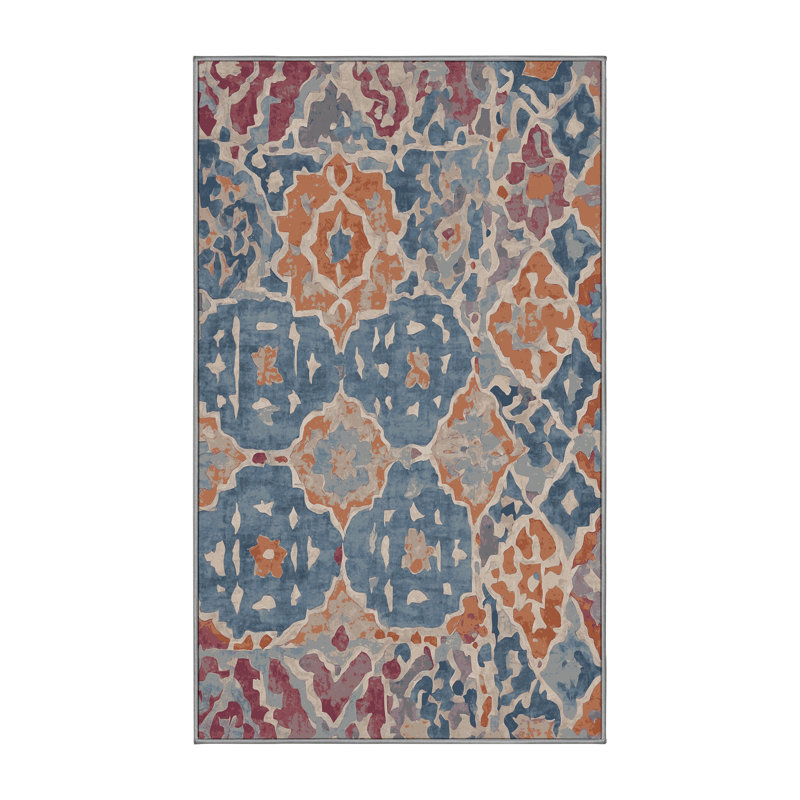 Tapis gris lavable à la machine, Rectangle 7 pi x 9 pi