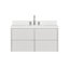   Ensemble de meuble-lavabo mural ovale simple de 42 po avec comptoir à quartz blanc de Carrare, Ensuko-768364787-768364785