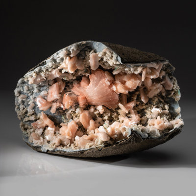 Pink Heulandite with Stilbite on Chalcedony Matrix
