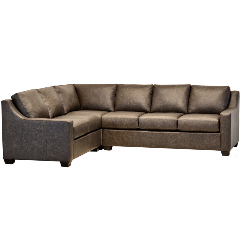 Canapé modulaire de coin en cuir véritable 117 "Godinne, Orienté à gauche (vu de face)