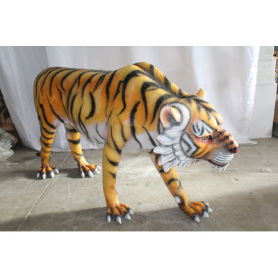 Cats Abstract & Geometric Life Size Fiberglass Tiger Statue, Captivating Majesty 92" x 20" x 40"H