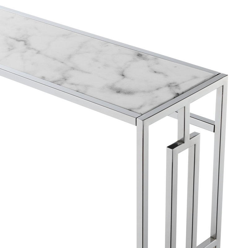 Console de 42 po Sapienza, Faux marbre blanc / chrome