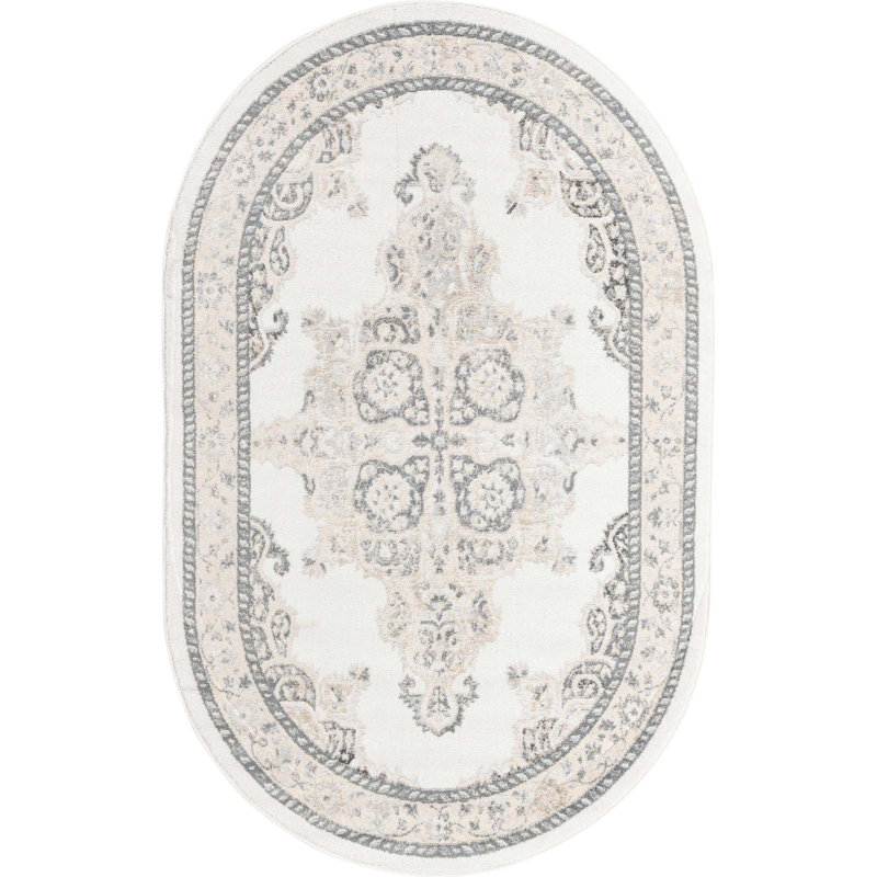 Anjelita Oriental Indoor Rug, Oval 5' x 8'