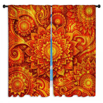 Intricate Mandala Art Window Curtains Mandala Sheer & Room Darkening - 2 Panels