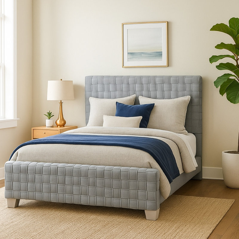 Tenneset Chenille Upholstery Bed in Light Teal, King