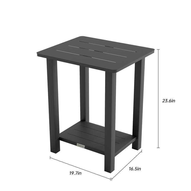 Outdoor Patio Silver Gray Side Table