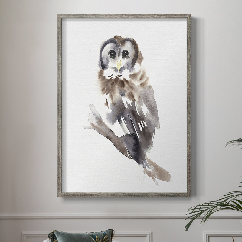 Barred Owl Impressions II Framed Print - Solid Wood, 11" H x 9" W