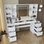 Makeup Vanity Desk With Mirror And 3 - Color Led Lighting, 59" Dressing Table 8 Drawers, Brightness Adjustable, For Women , Modern Style, White Finish, Open Storage Detachable Adjustable Lights,