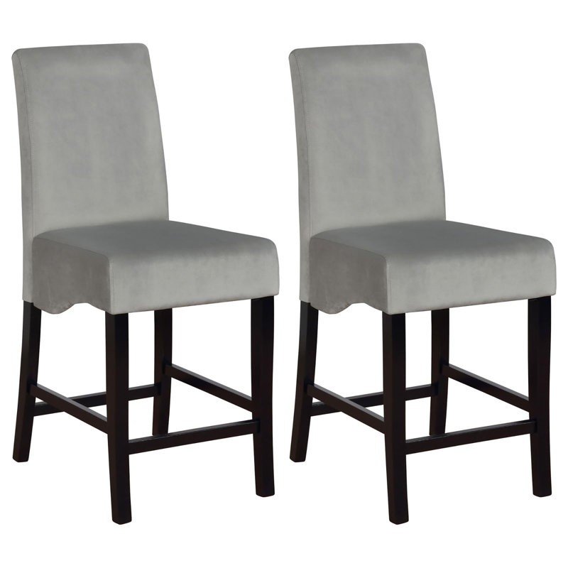 Ensemble de 2 tabourets de comptoir rembourrés gris foncé et noir