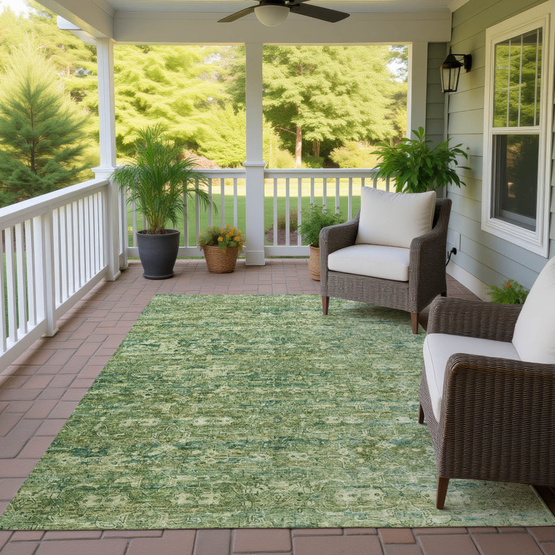 Machine Washable Indoor/Outdoor Hashlamoun ACN2324 Ikat Rug, Rectangle 3' x 5'