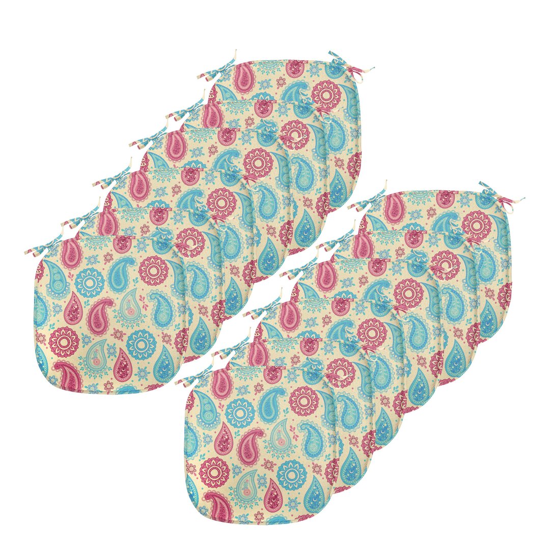 Kissen mit Riemen für Küchensitze, Blumen-Entwurf, Turquoise Pink Cream