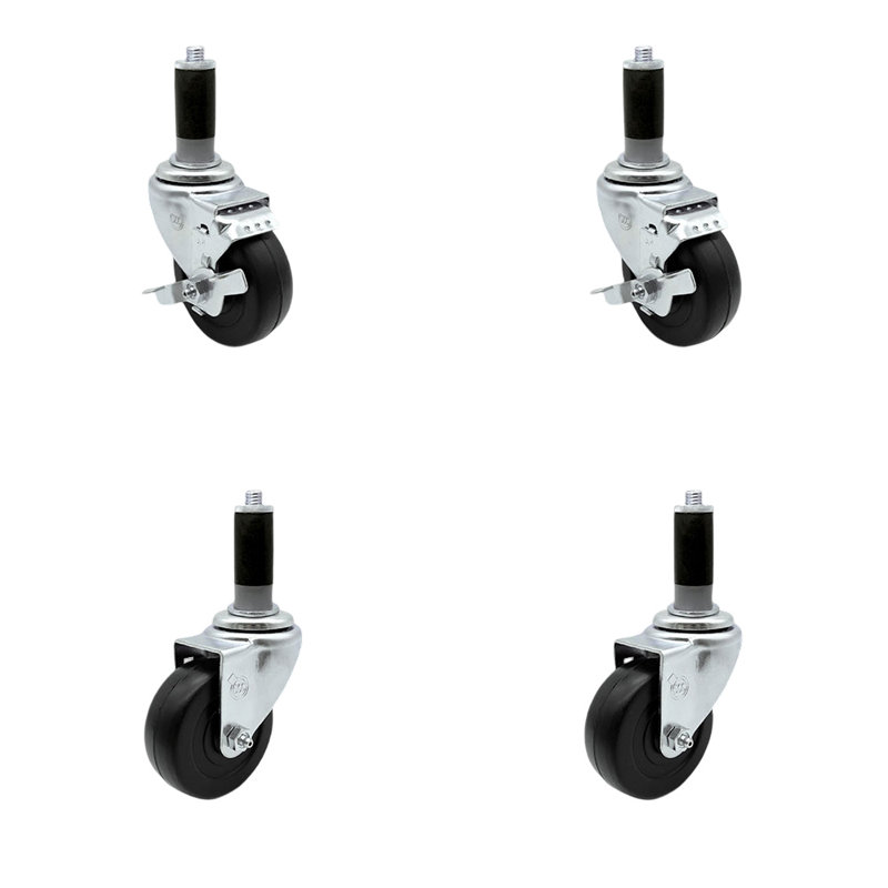 4 Piece Rubber Swivel Expanding Stem Caster Set