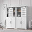 Grand garde-manger, grande armoire de rangement en bois avec porte de grange coulissante et tablettes réglables, grand placard autoportant pour salle à manger, salon, buanderie, blanc