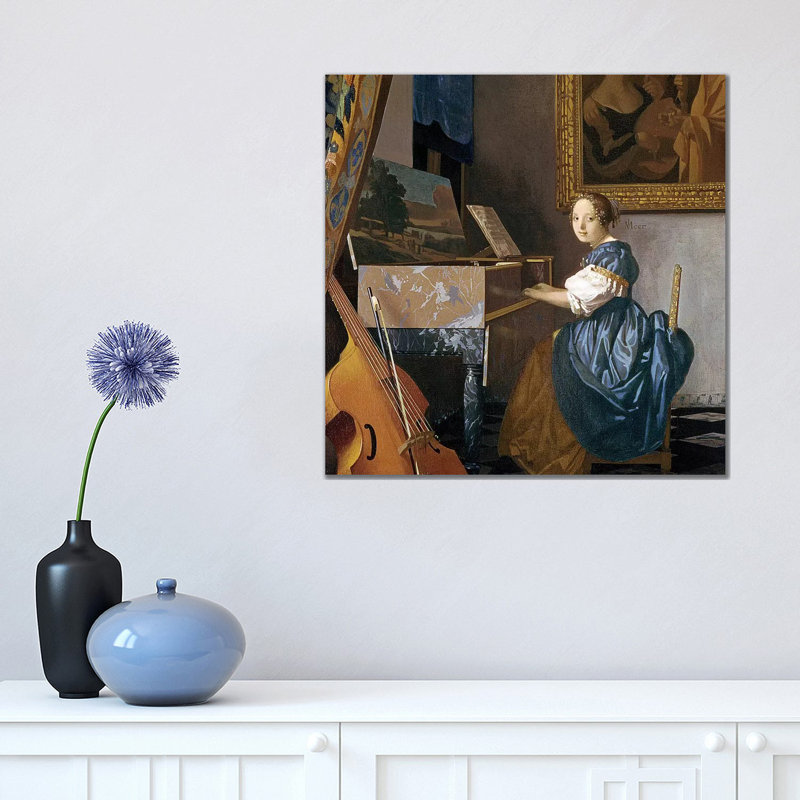 A Young Lady Seated At A Virginal, C.1671 by Johannes Vermeer - Wrapped Canvas Print, 45.72 cm H x 45.72 cm W