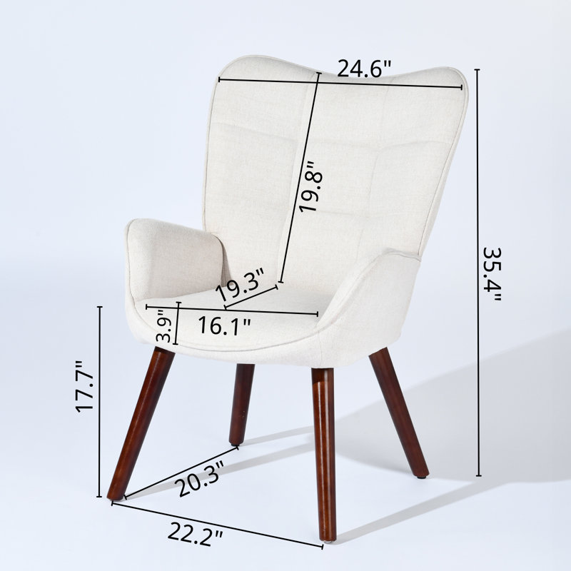 Chaise de bureau moderne à oreilles avec siège rembourré et pieds en bois, chaise d'appoint pour salle de conférence et bureau à domicile