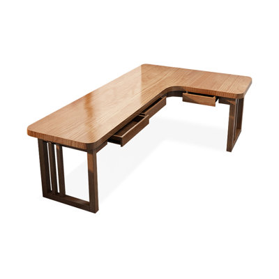 Modern and simple corner L-shaped desk with drawers