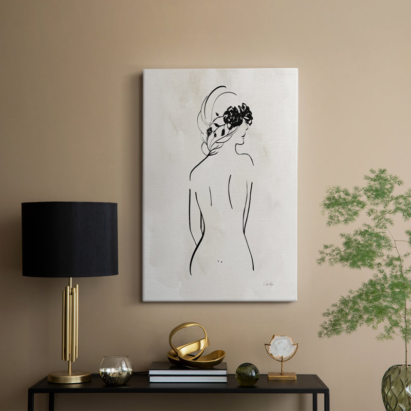 Dessin au trait romantique I - galerie Cavas, H 60 po x l 40 po