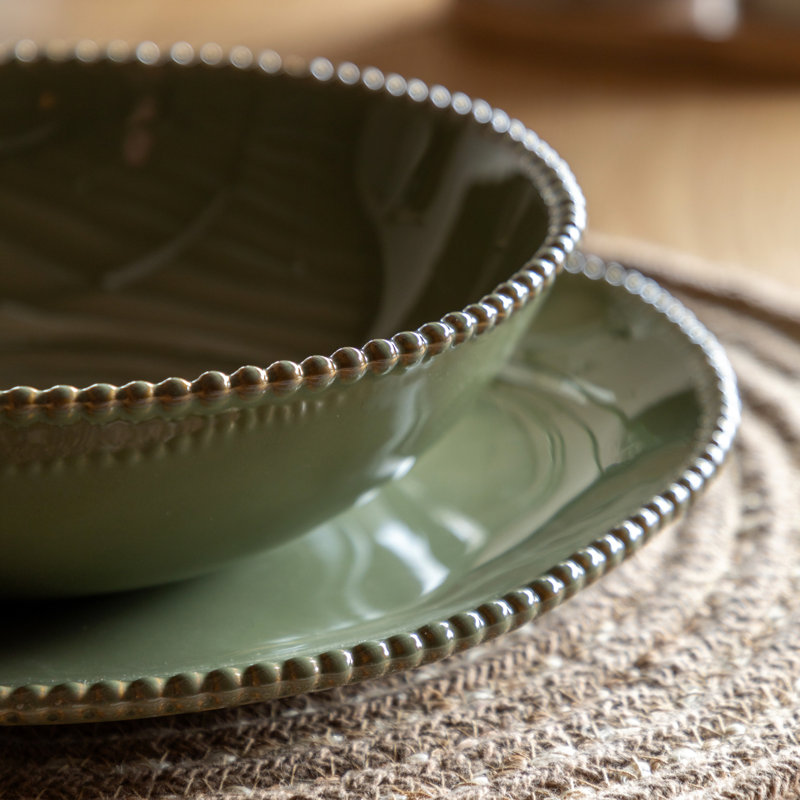 Organic Beaded Pasta Bowl Olive (4pk) 220x55mm