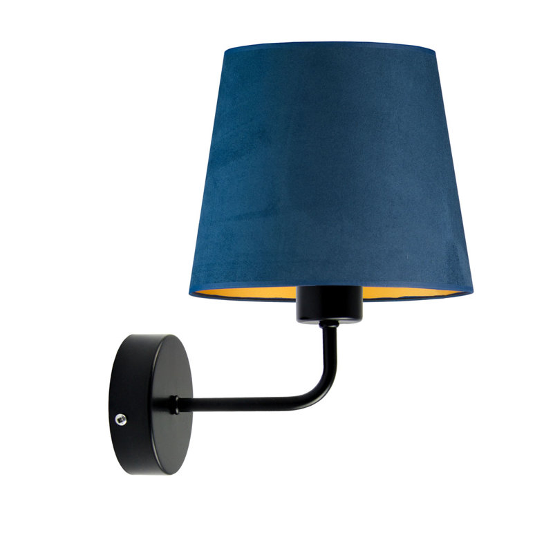 Buhler Steel Armed Sconce, Navy/Gold, Black
